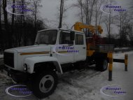 Бортовой ГАЗ-33086 Земляк со двухрядной кабиной и КМУ краном манипулятором Soosan корейский