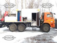 Автомастерская КАМАЗ-43118 с бортом и краном-манипулятором Fassi F85