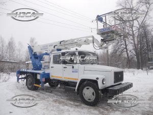 Автовышка (АГП) на базе ГАЗ-3309 ГАЗон с двухрядной кабиной и высотой 22-24-28 метров