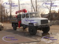 ГАЗ 33081 с двухрядной кабиной и КМУ Unic.